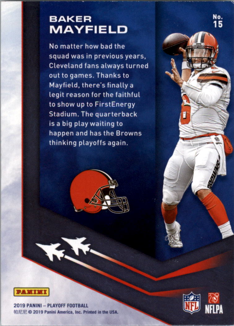 BAKER MAYFIELD ROOKIE CARD JERSEY #6 RC CLEVELAND BROWNS 2018 Panini  Playoff rc