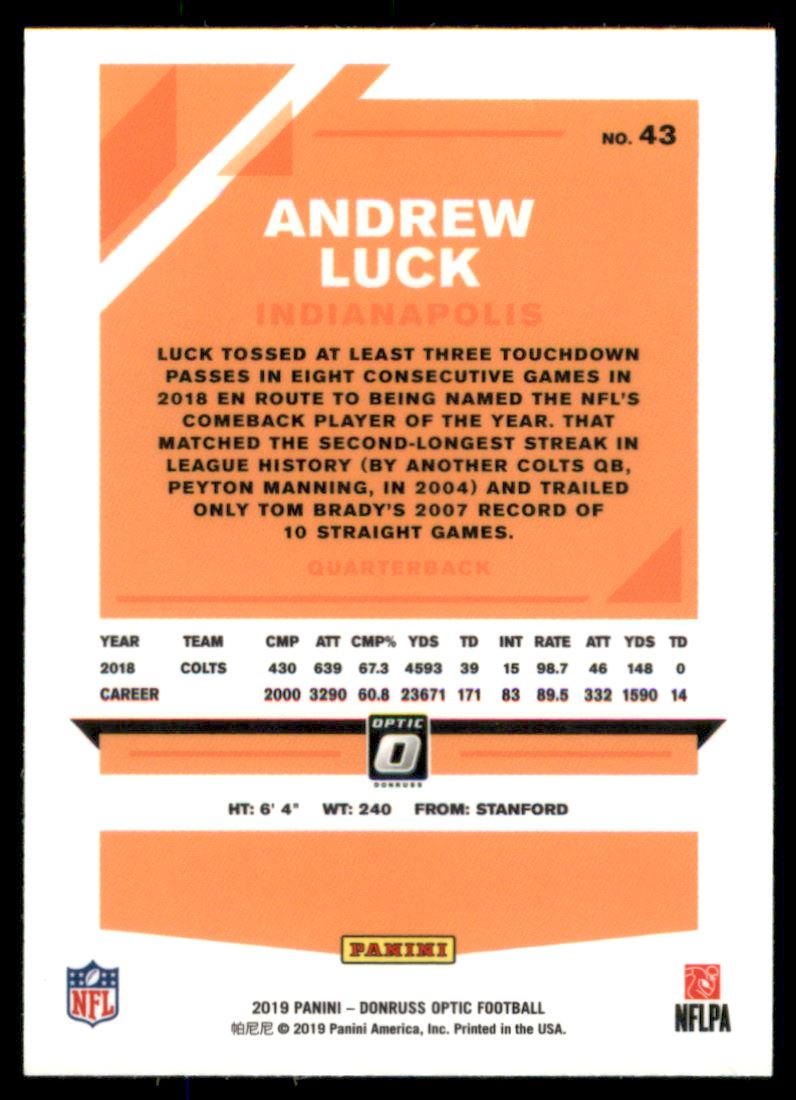 2019 Donruss Optic #43 Andrew Luck