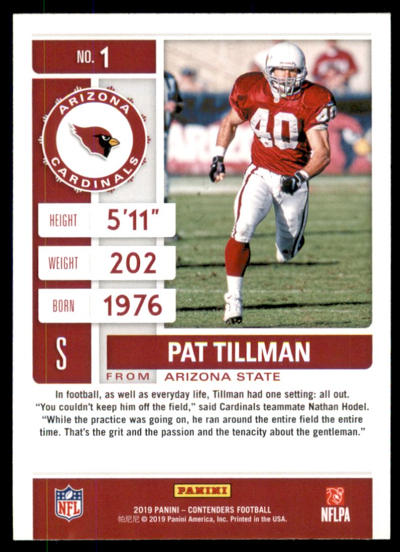 2019 Panini Contenders #1 Pat Tillman - NM-MT - Burbank
