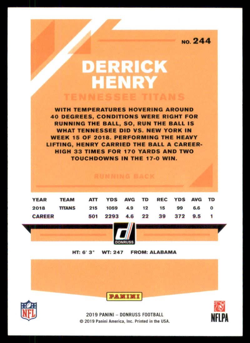 2019 Donruss Season Stat Line #244 Derrick Henry/99