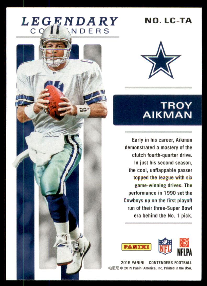 2019 Panini Contenders Legendary Contenders #1 Troy Aikman