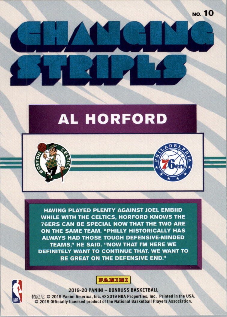 2019-20 Donruss Changing Stripes #10 Al Horford back image