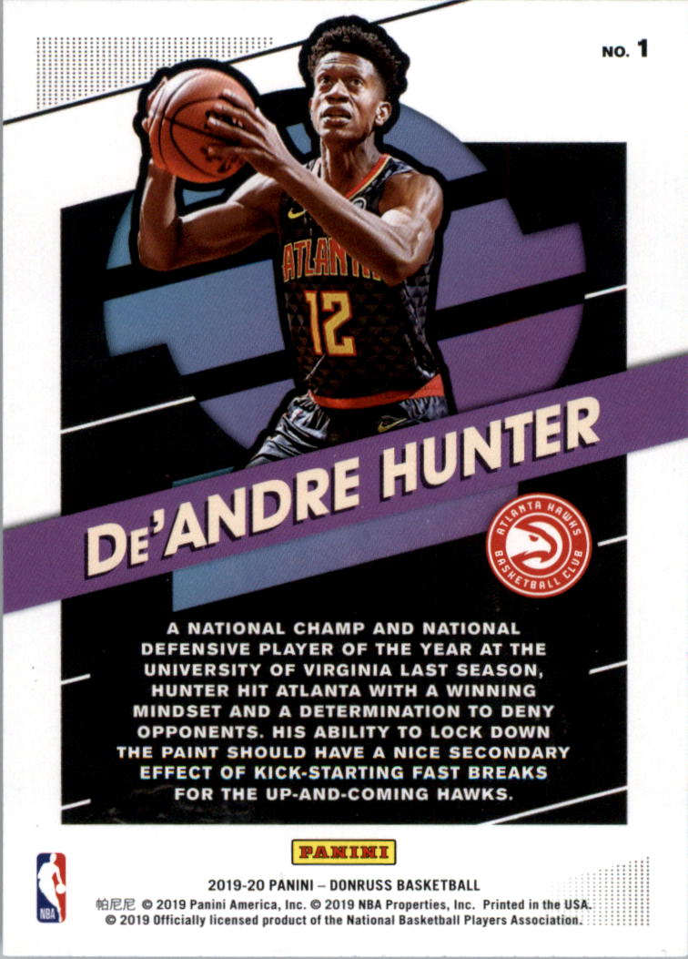 2019-20 Donruss Great X-Pectations #1 De'Andre Hunter back image