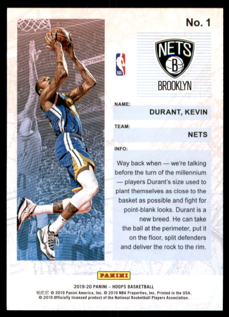 2019-20 Hoops Frequent Flyers #1 Kevin Durant back image