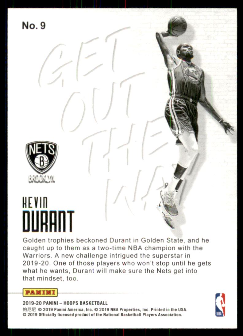 2019-20 Hoops Get Out the Way #9 Kevin Durant back image