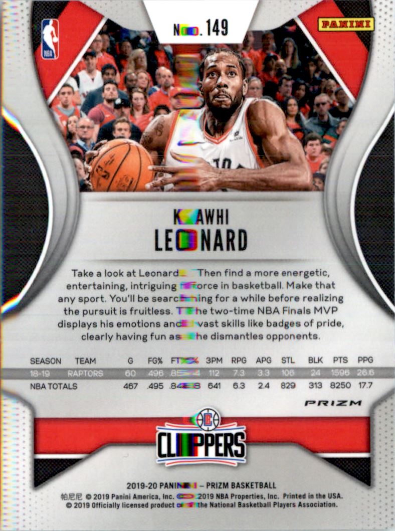 2019-20 Panini Prizm Prizms Fast Break #149 Kawhi Leonard