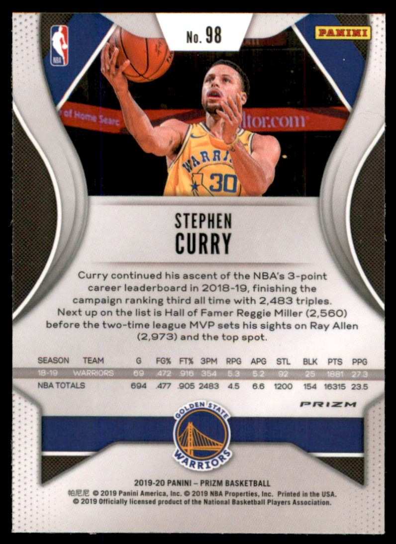 2019-20 Panini Prizm Prizms Red White and Blue #98 Stephen Curry