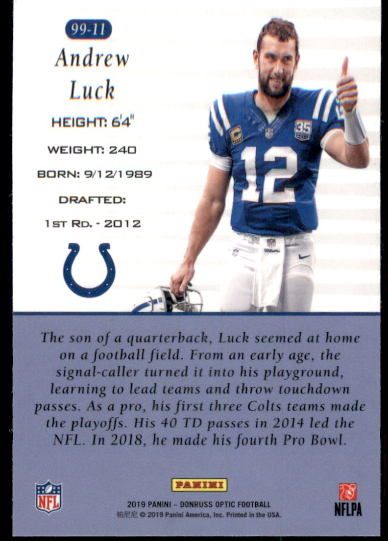 2019 Donruss Optic '99 Tribute #11 Andrew Luck