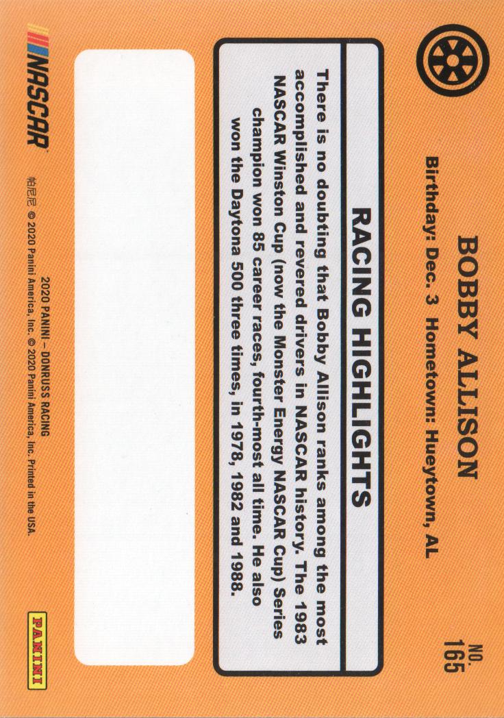 2020 Donruss Blue #165 Bobby Allison RETRO back image