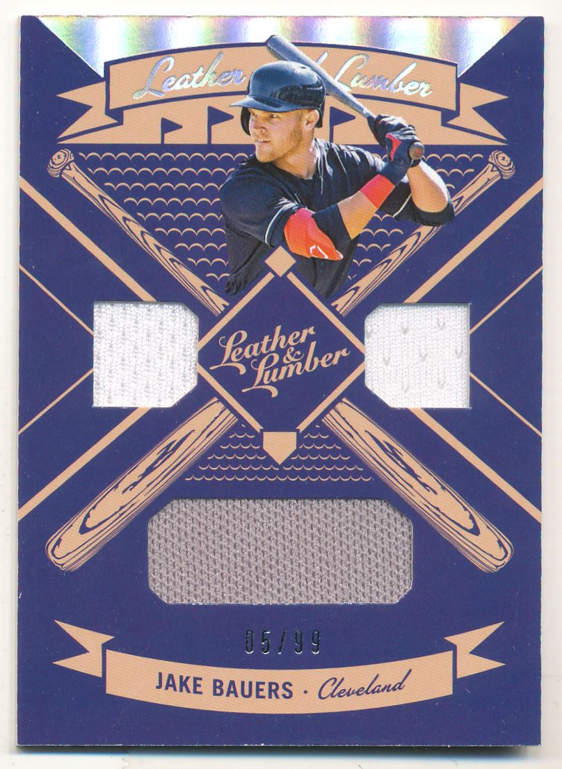 2019 Panini Leather and Lumber Leather and Lumber Triple Jersey Relics Holo Silver #4 Jake Bauers /99