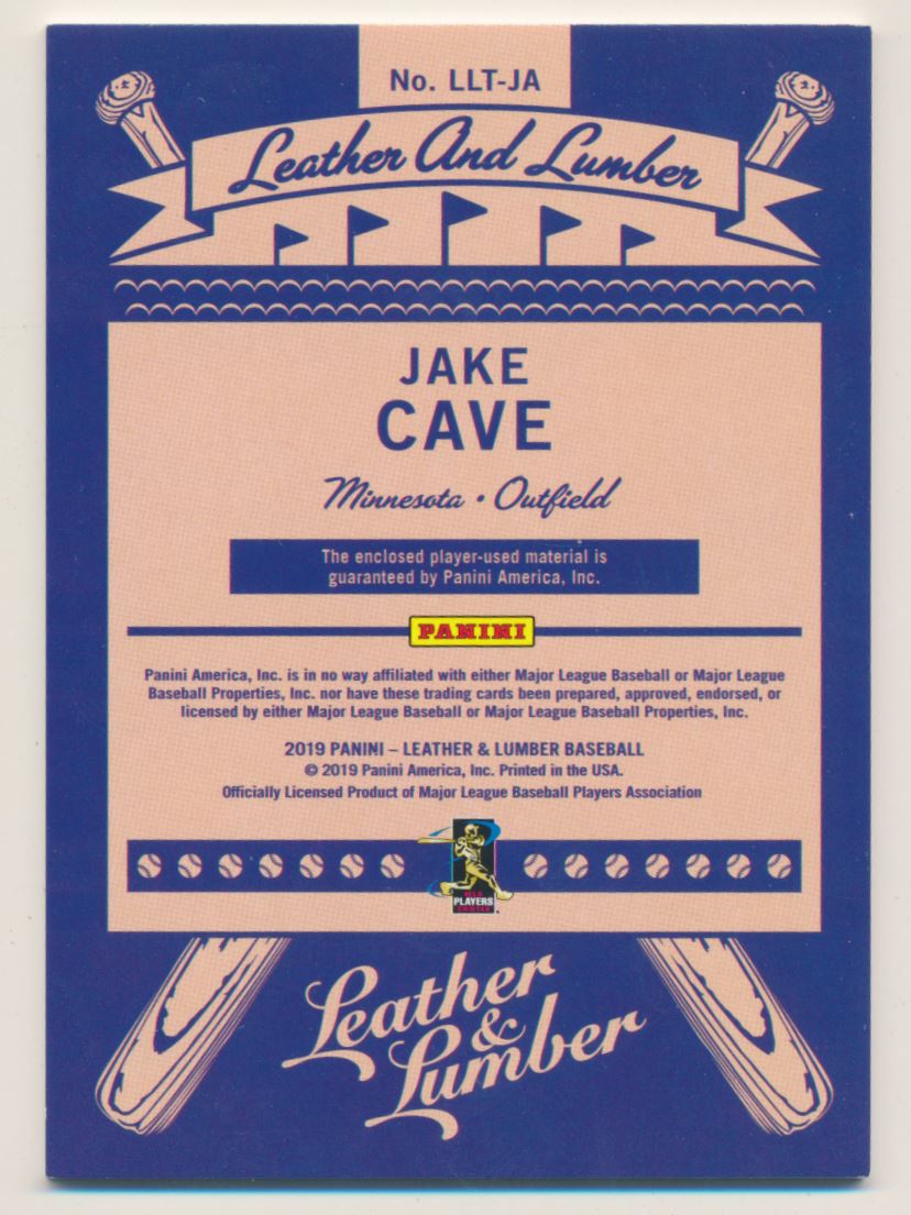 2019 Panini Leather and Lumber Leather and Lumber Triple Jersey Relics Holo Silver #25 Jake Cave/99