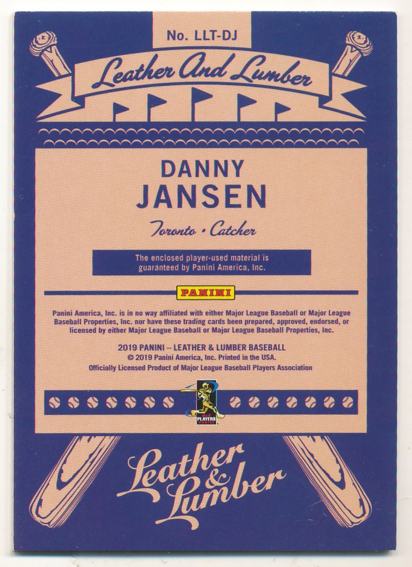 2019 Panini Leather and Lumber Leather and Lumber Triple Jersey Relics Holo Silver #39 Danny Jansen/99