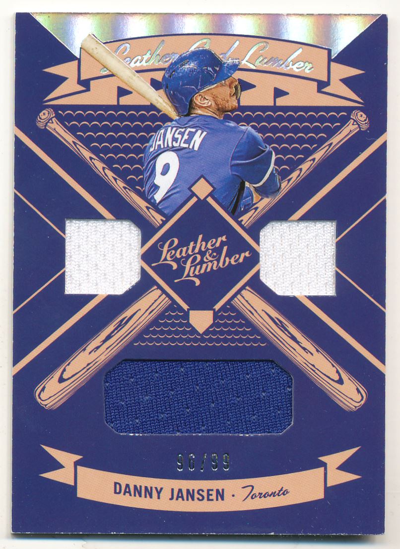 2019 Panini Leather and Lumber Leather and Lumber Triple Jersey Relics Holo Silver #39 Danny Jansen/99