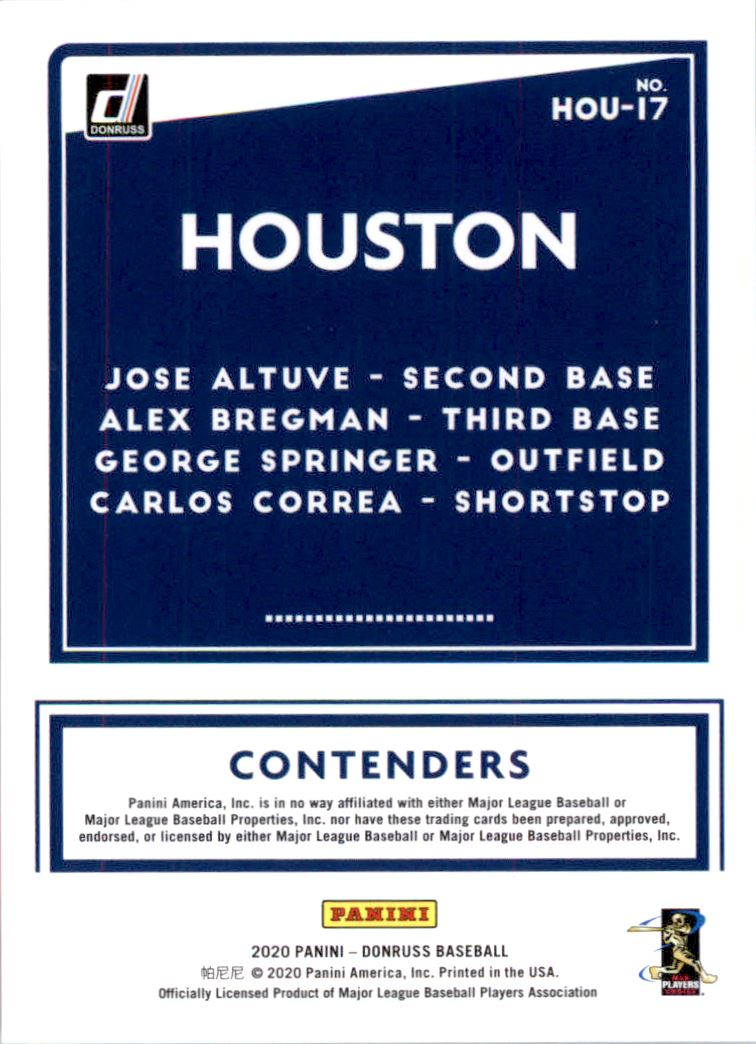 2020 Donruss Contenders #2 Alex Bregman/Carlos Correa/George Springer/Jose  Altuve - NM-MT