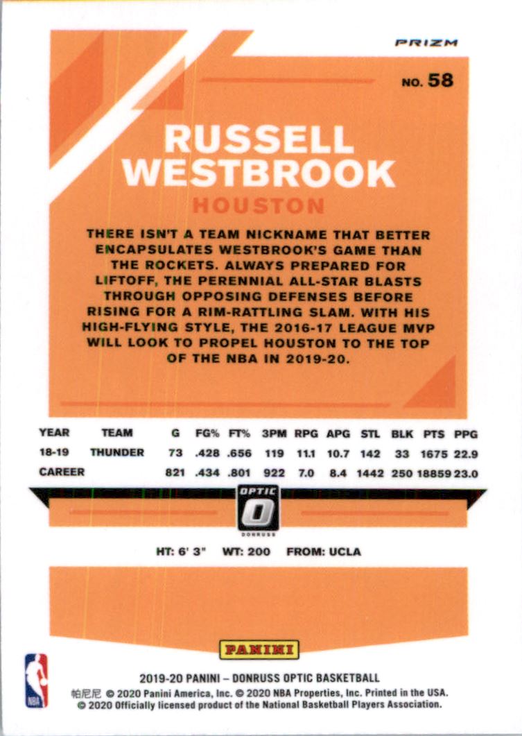 2019-20 Donruss Optic Blue Velocity #58 Russell Westbrook