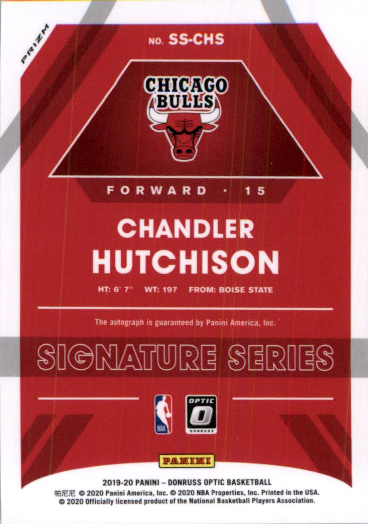 2019-20 Donruss Optic Signature Series Holo #29 Chandler Hutchison back image