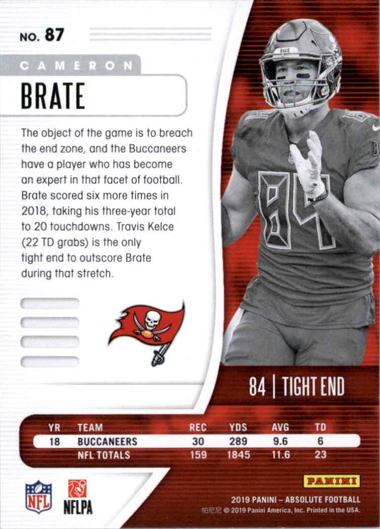 2019 Absolute Green #87 Cameron Brate | eBay