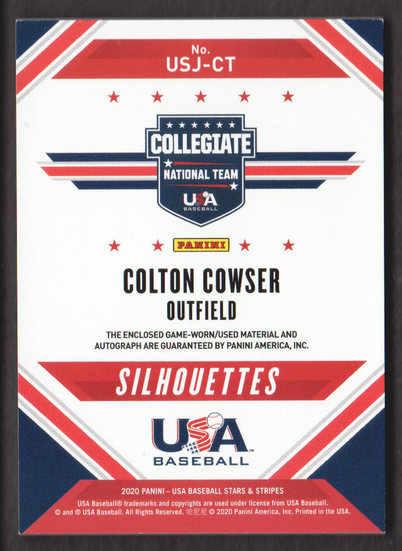 2020 USA Baseball Stars and Stripes Silhouettes Signature Jerseys Team Patch #3 Colton Cowser/3 back image