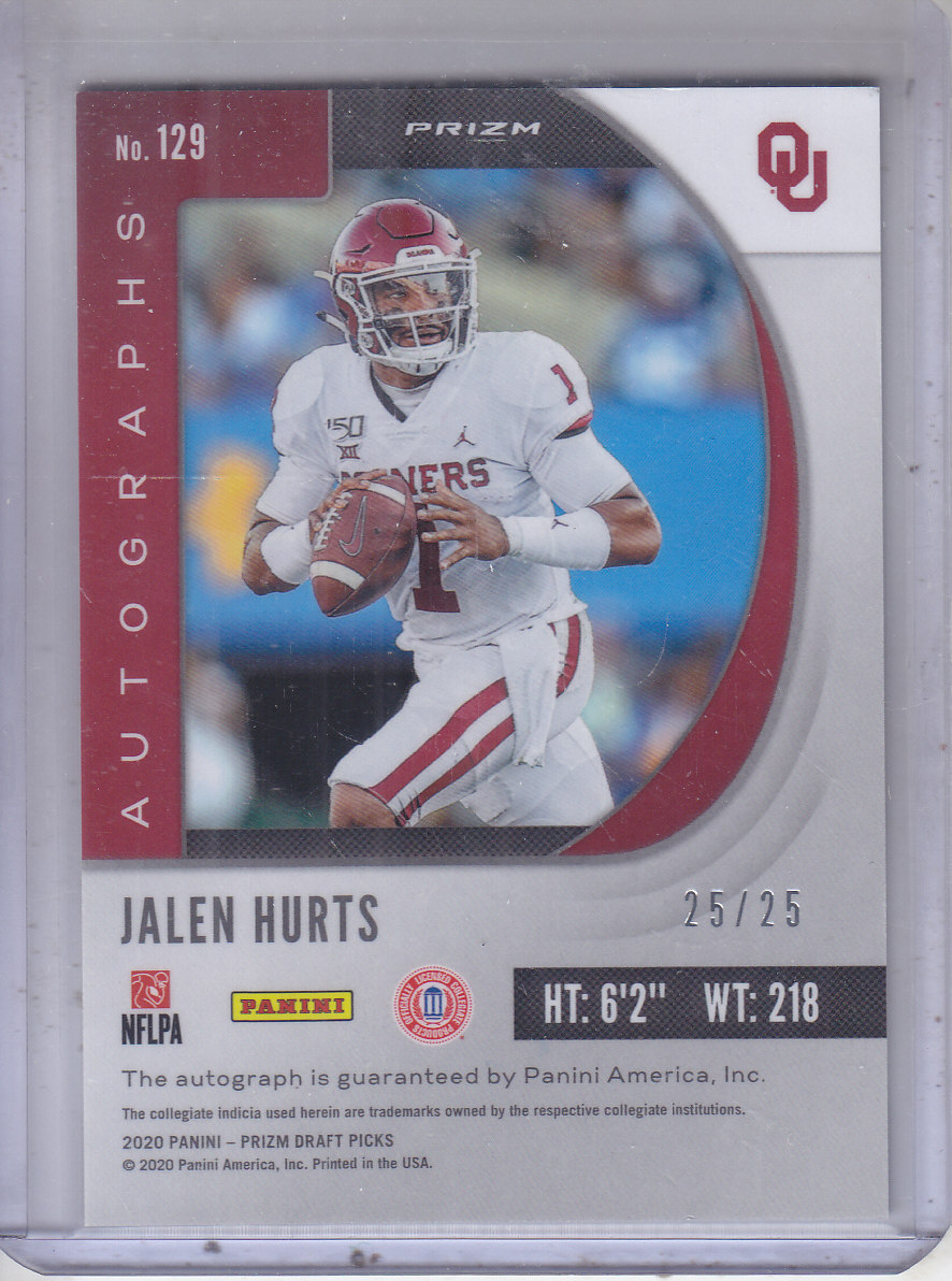 Jalen Hurts 2020 Prizm Draft Picks Camo #129 Price Guide - Sports