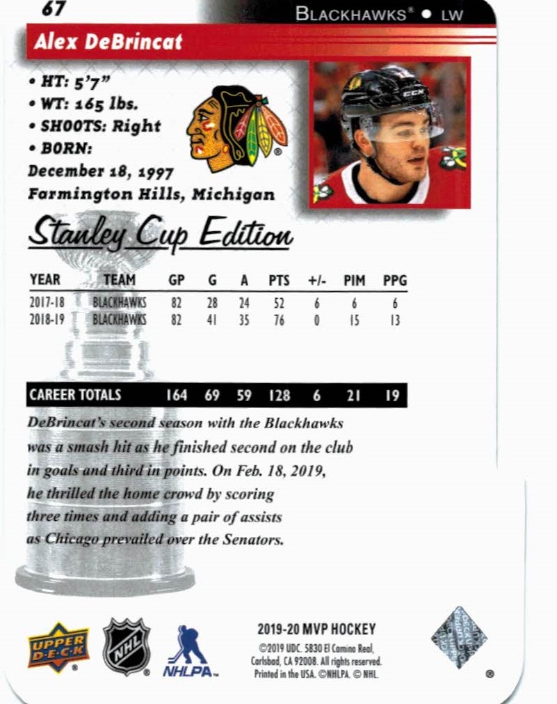  2019-20 UD NHL MVP Stanley Cup Edition 20th