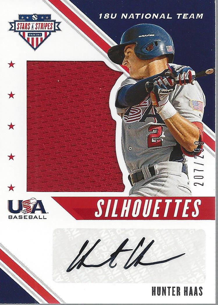 2020 USA Baseball Stars and Stripes Silhouettes Signature Jerseys #34 Hunter Haas/299
