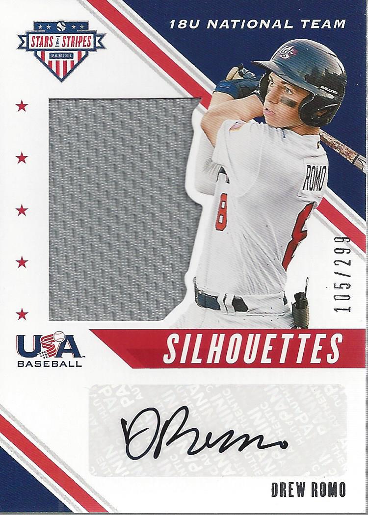 2020 USA Baseball Stars and Stripes Silhouettes Signature Jerseys #30 Drew Romo/299