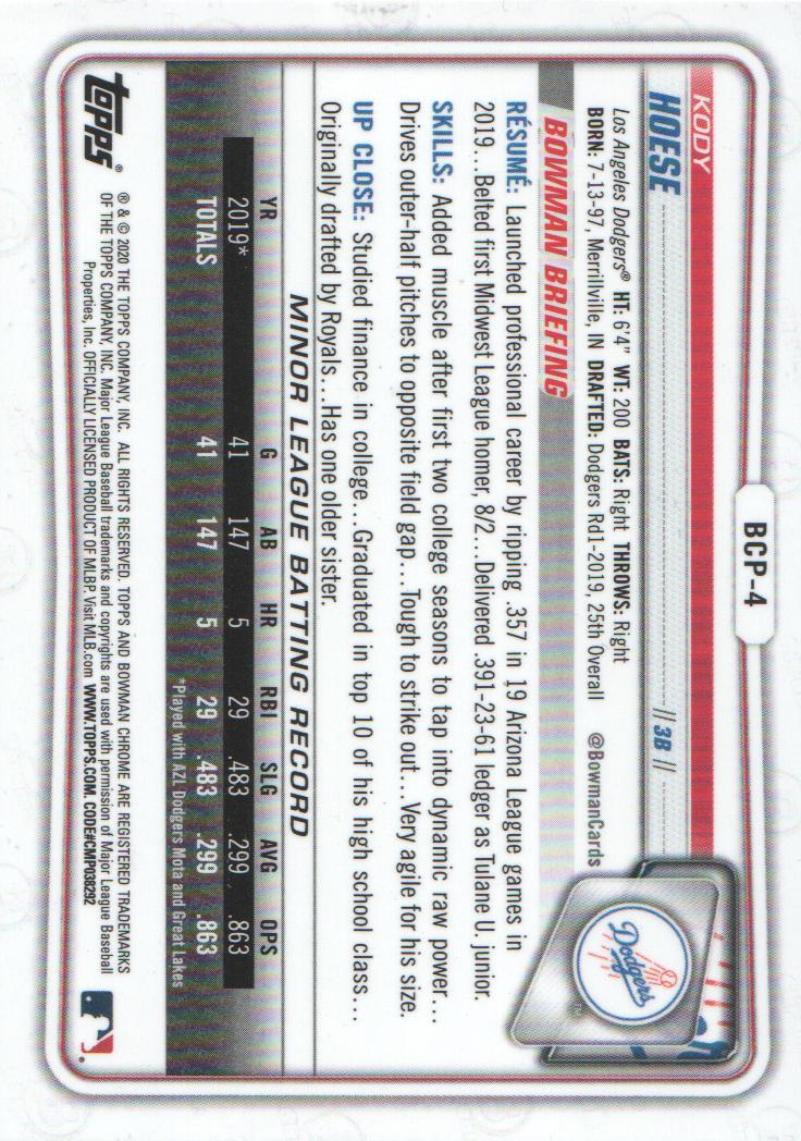 2020 Bowman Chrome Prospects Baseball BASE Cards: Pick from List - Picture 7 of 336