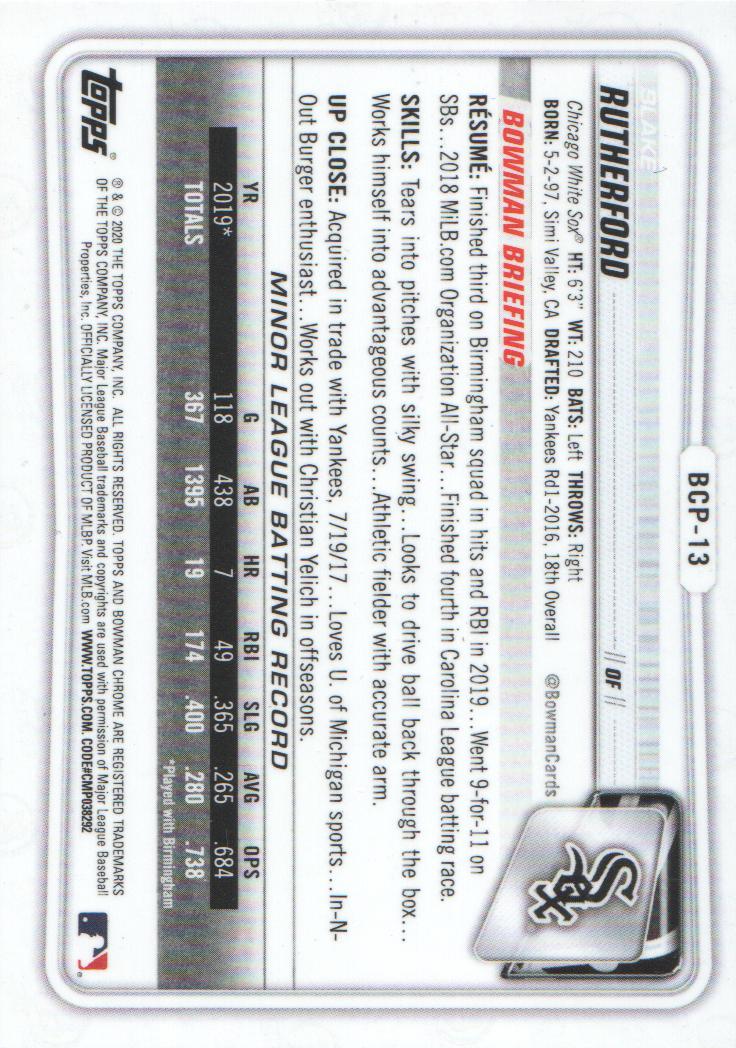 2020 Bowman Chrome Prospects Baseball BASE Cards: Pick from List - Picture 23 of 336