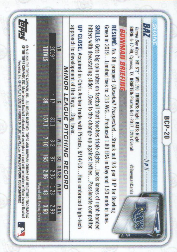 2020 Bowman Chrome Prospects Baseball BASE Cards: Pick from List - Picture 37 of 336