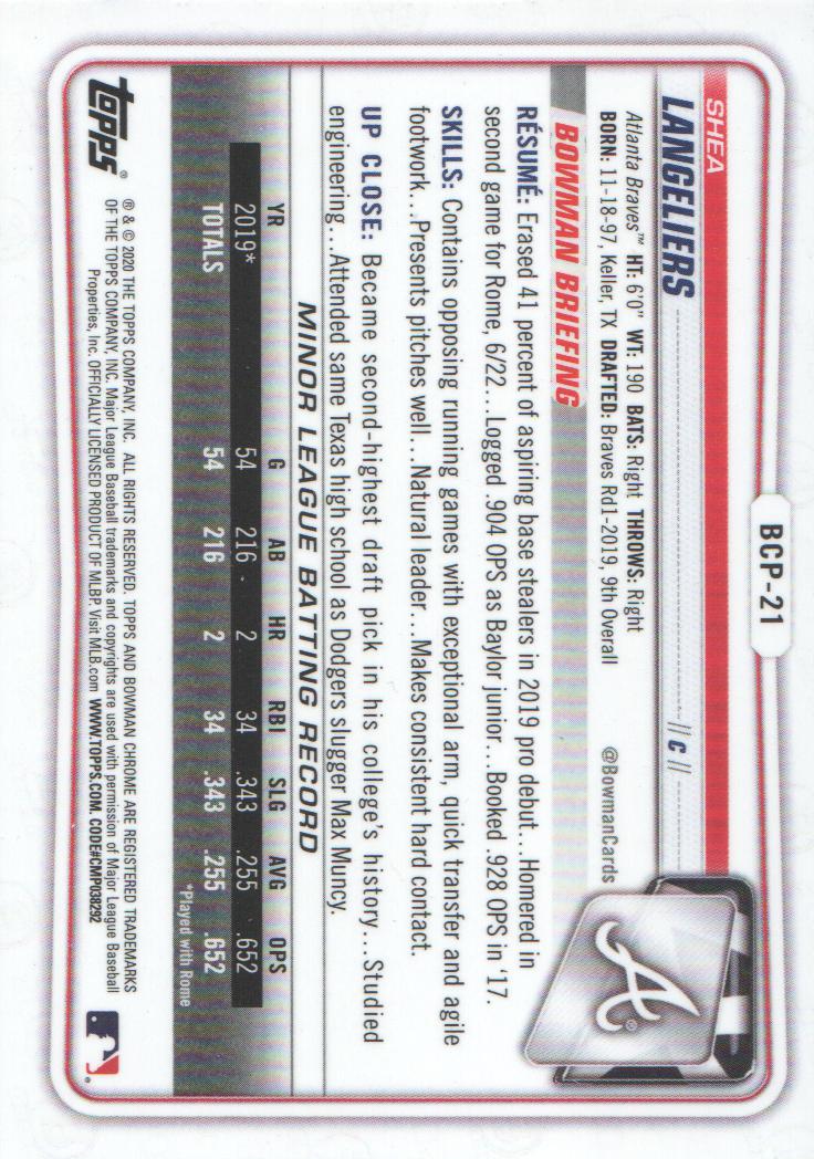 2020 Bowman Chrome Prospects Baseball BASE Cards: Pick from List - Picture 39 of 336