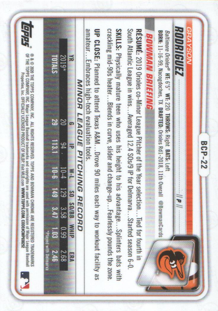 2020 Bowman Chrome Prospects Baseball BASE Cards: Pick from List - Picture 41 of 336