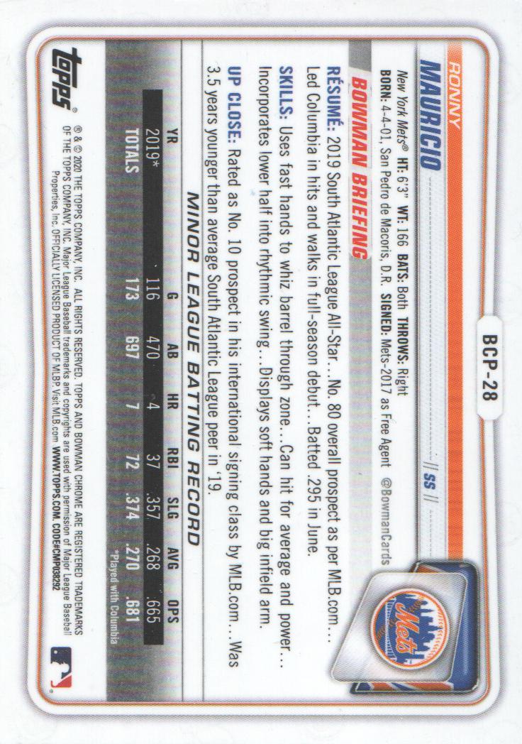 2020 Bowman Chrome Prospects Baseball BASE Cards: Pick from List - Picture 49 of 336