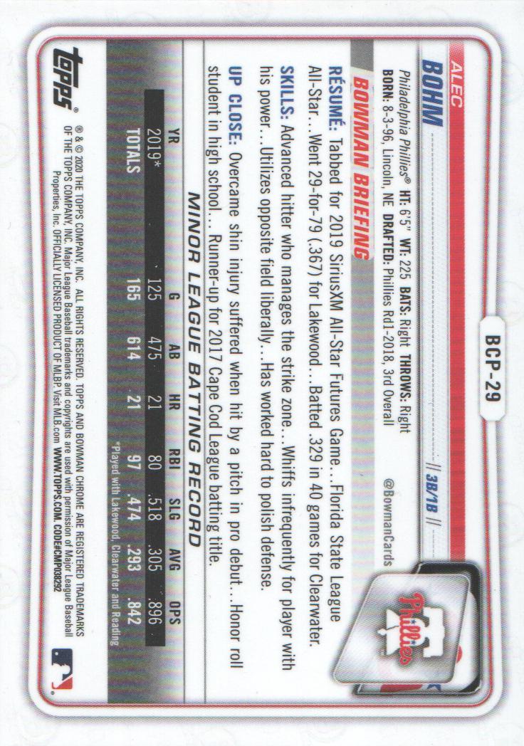 2020 Bowman Chrome Prospects Baseball BASE Cards: Pick from List - Picture 51 of 336