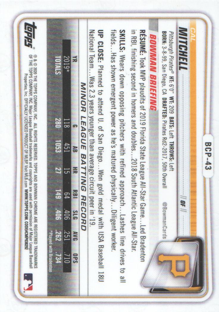 2020 Bowman Chrome Prospects Baseball BASE Cards: Pick from List - Picture 77 of 336