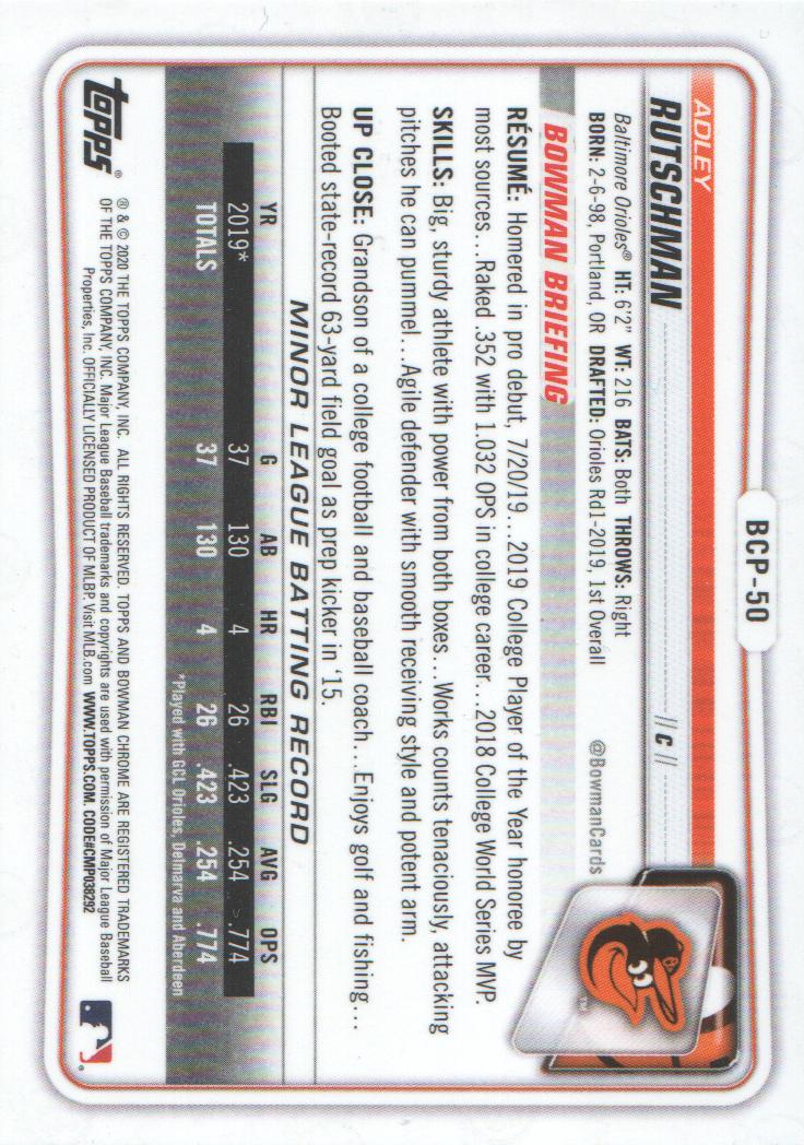 2020 Bowman Chrome Prospects Baseball BASE Cards: Pick from List - Picture 89 of 336