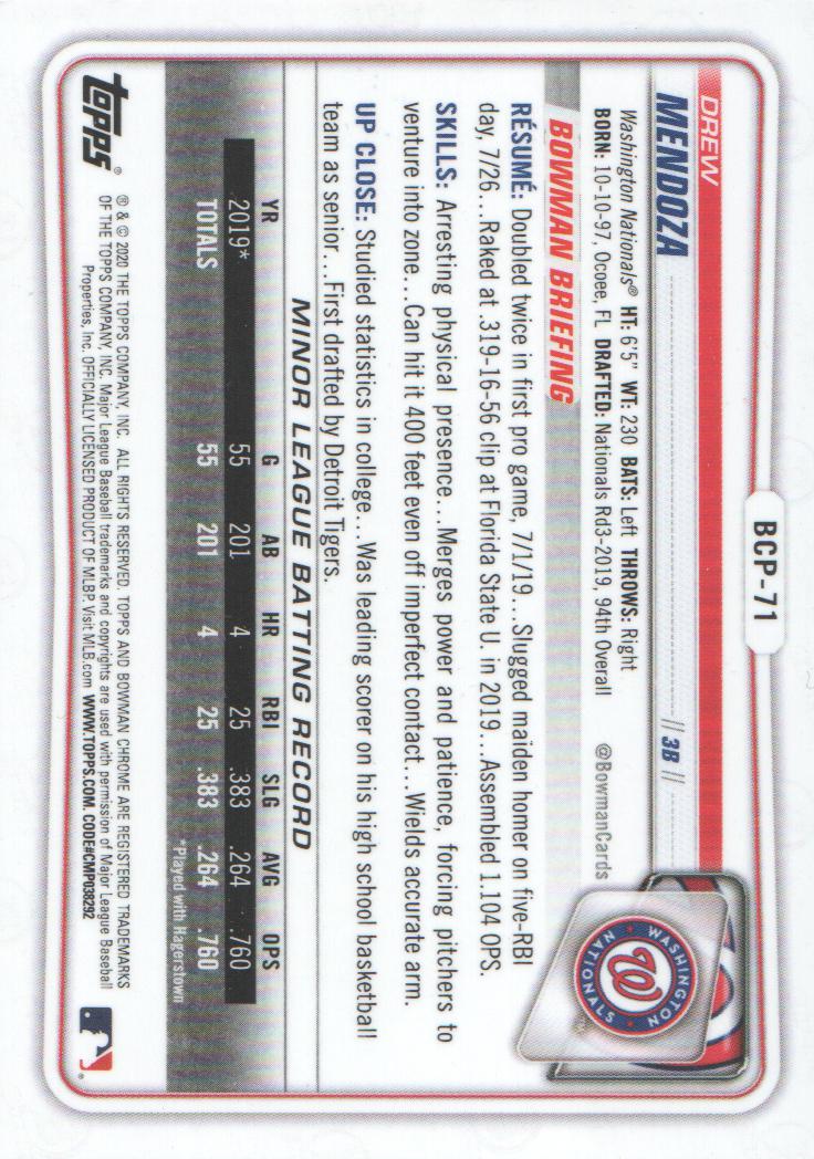 2020 Bowman Chrome Prospects Baseball BASE Cards: Pick from List - Picture 125 of 336