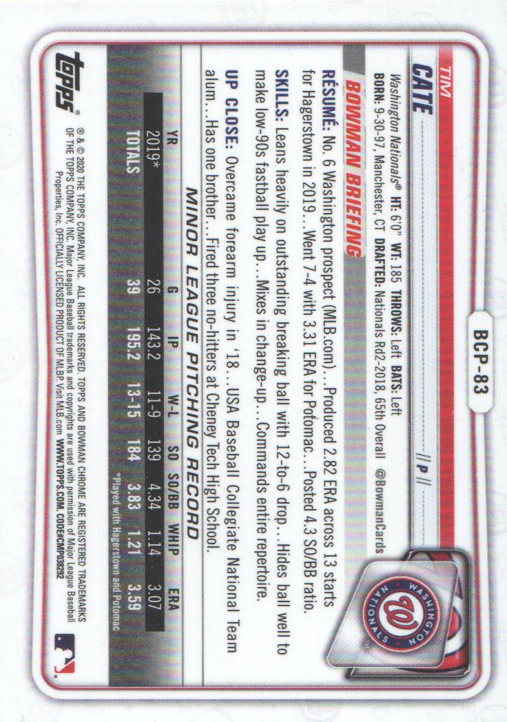 2020 Bowman Chrome Prospects Baseball BASE Cards: Pick from List - Picture 145 of 336