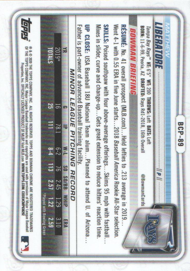 2020 Bowman Chrome Prospects Baseball BASE Cards: Pick from List - Picture 157 of 336