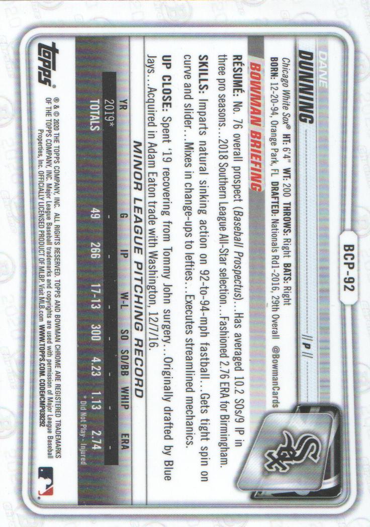 2020 Bowman Chrome Prospects Baseball BASE Cards: Pick from List - Picture 163 of 336