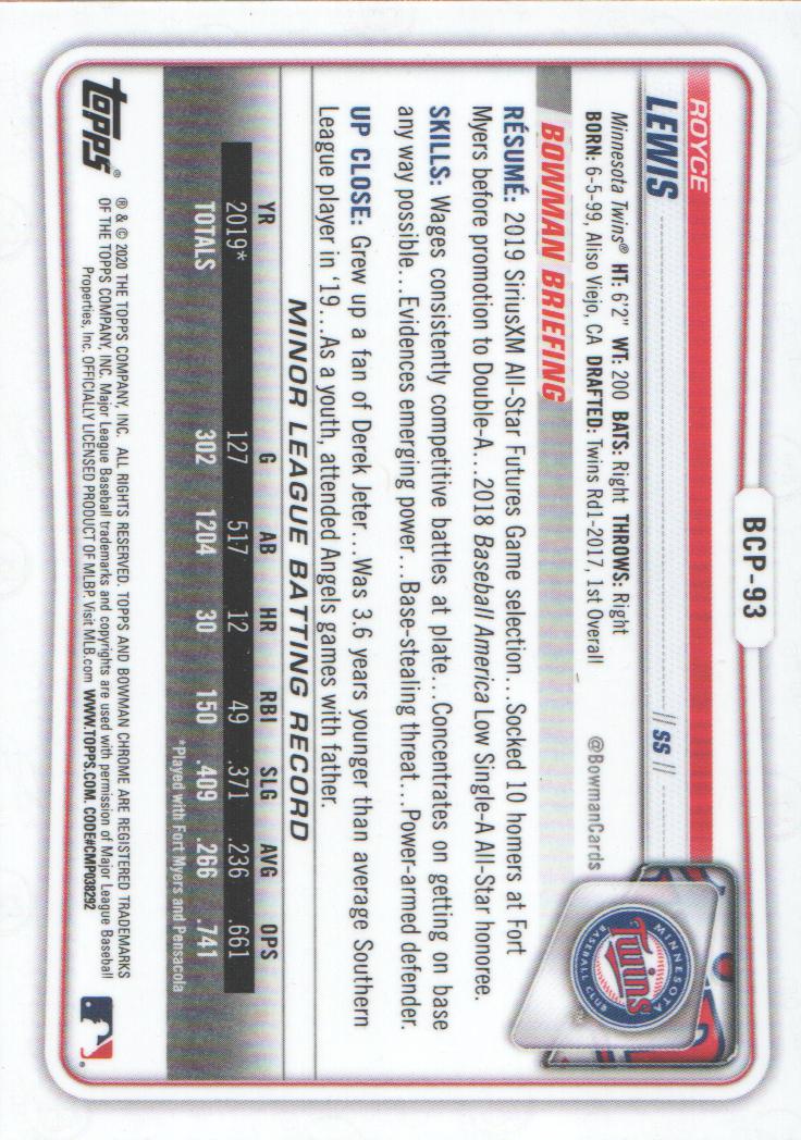 2020 Bowman Chrome Prospects Baseball BASE Cards: Pick from List - Picture 165 of 336