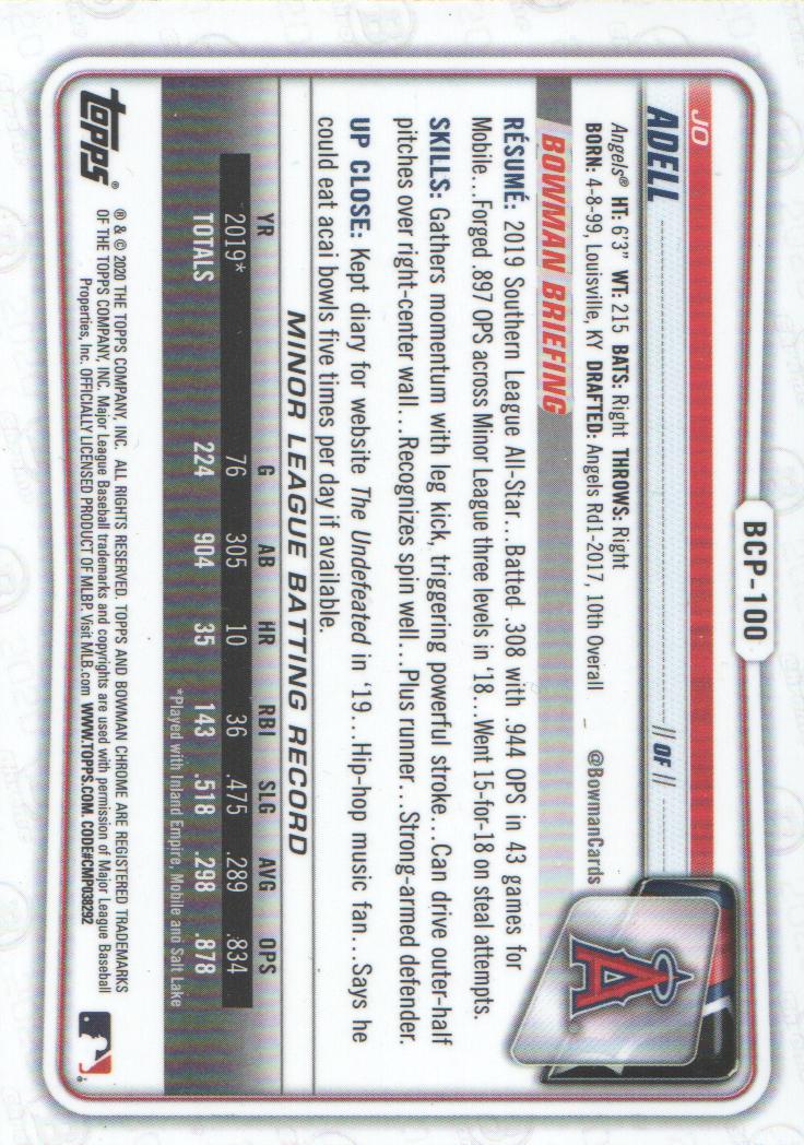 2020 Bowman Chrome Prospects Baseball BASE Cards: Pick from List - Picture 175 of 336