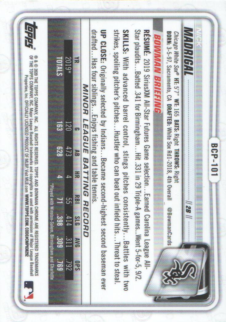 2020 Bowman Chrome Prospects Baseball BASE Cards: Pick from List - Picture 177 of 336