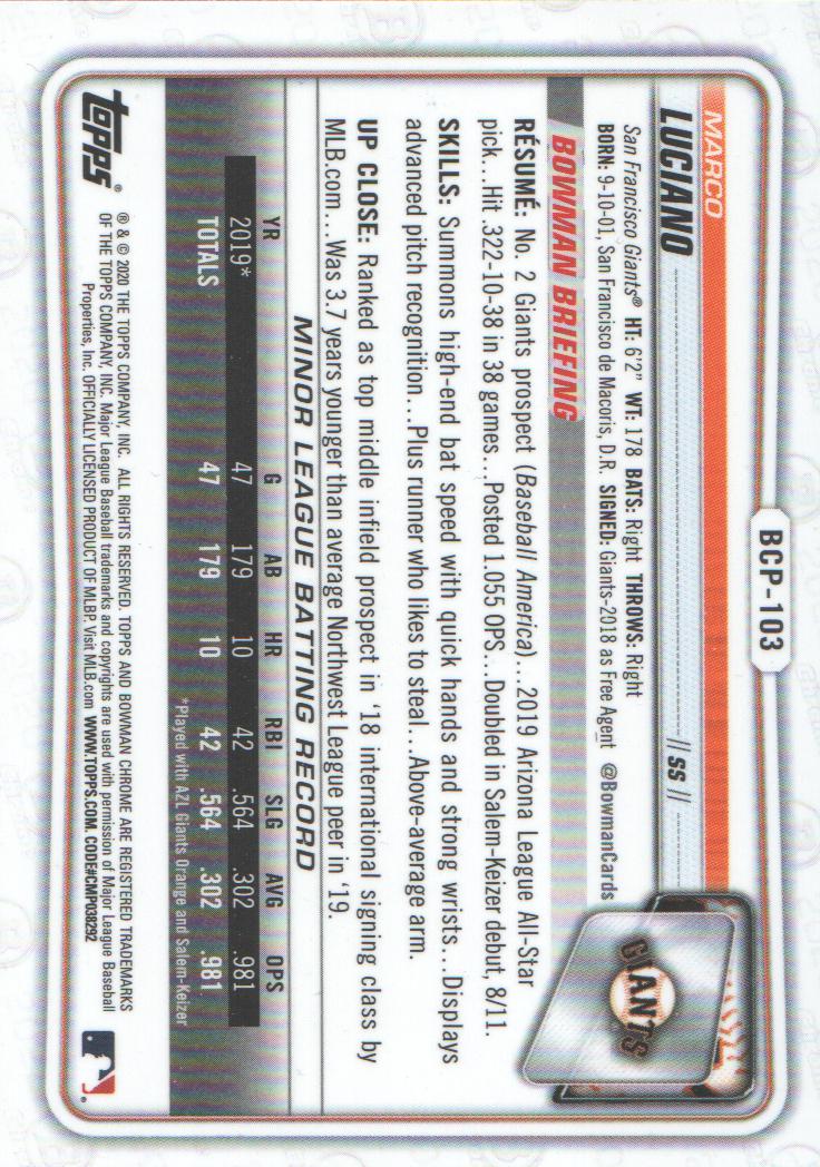 2020 Bowman Chrome Prospects Baseball BASE Cards: Pick from List - Picture 181 of 336