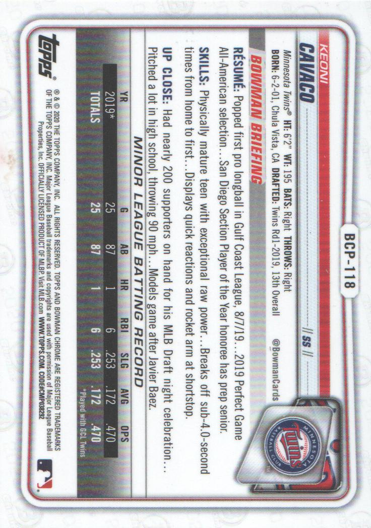 2020 Bowman Chrome Prospects Baseball BASE Cards: Pick from List - Picture 203 of 336