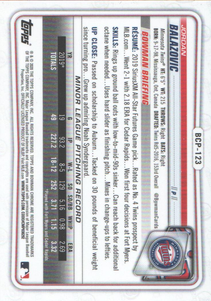 2020 Bowman Chrome Prospects Baseball BASE Cards: Pick from List - Picture 213 of 336