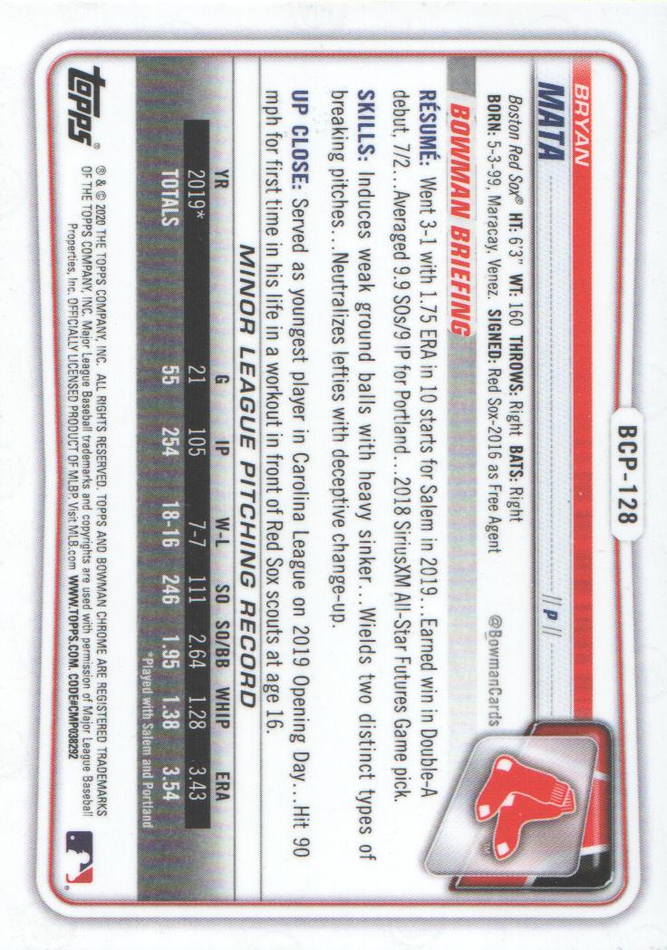 2020 Bowman Chrome Prospects Baseball BASE Cards: Pick from List - Picture 223 of 336