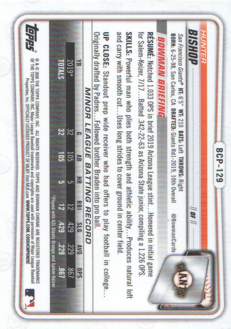 2020 Bowman Chrome Prospects Baseball BASE Cards: Pick from List - Picture 225 of 336