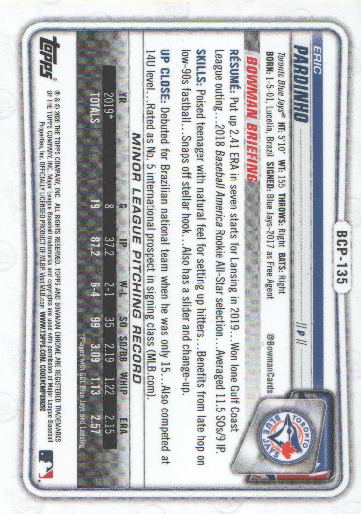 2020 Bowman Chrome Prospects Baseball BASE Cards: Pick from List - Picture 231 of 336