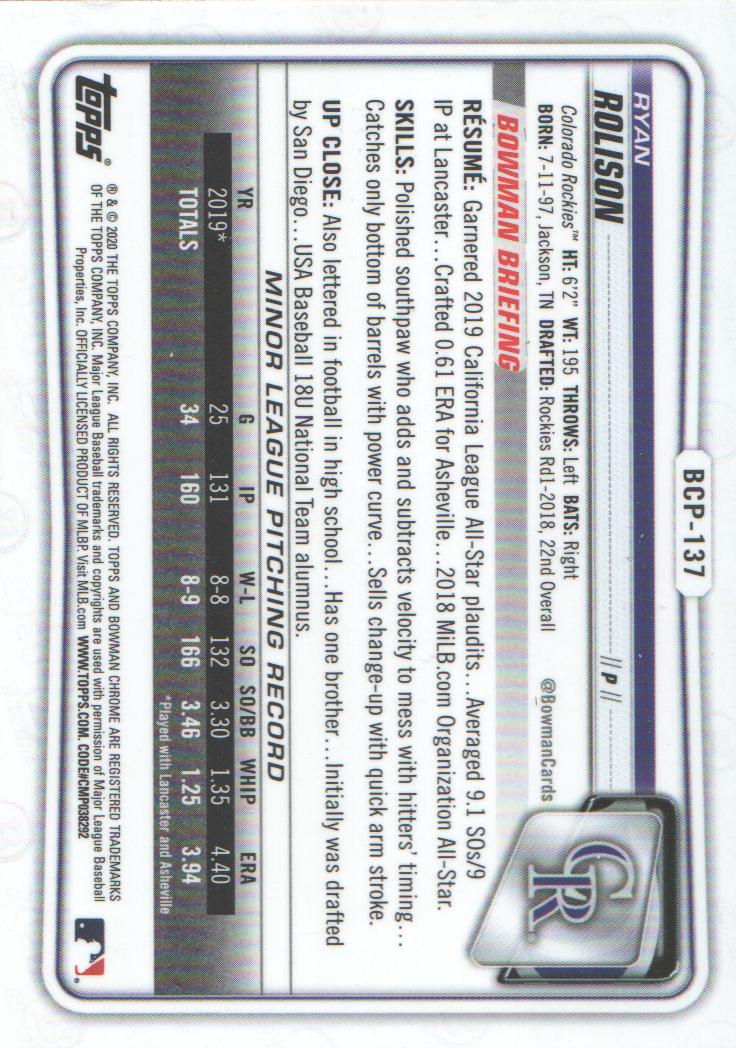 2020 Bowman Chrome Prospects Baseball BASE Cards: Pick from List - Picture 235 of 336