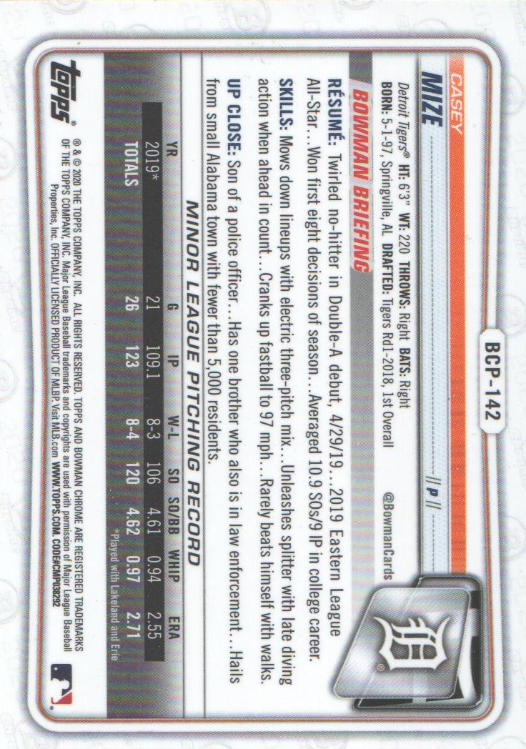 2020 Bowman Chrome Prospects Baseball BASE Cards: Pick from List - Picture 243 of 336